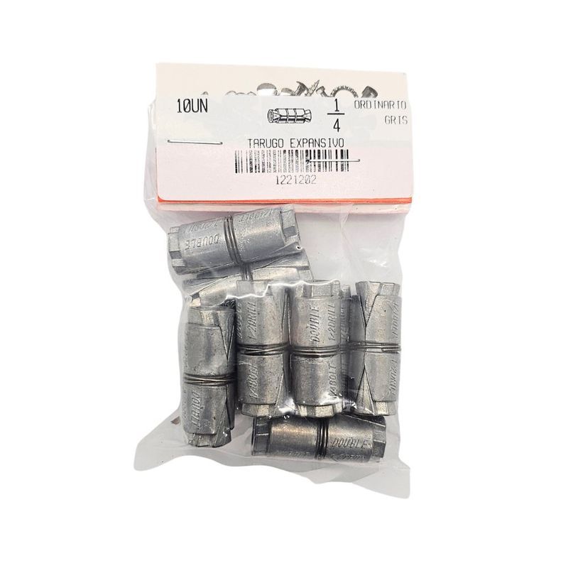 Tarugo Expansivo Doble 1/4 Plg Metálico Gris 10 Unidades