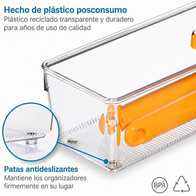 Organizador para Cajón Profundo de Plástico Transparente 31 Cm Antideslizante