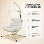 Sillón Columpio Individual con Cojín Acolchonado y Estructura Metálica Color Beige