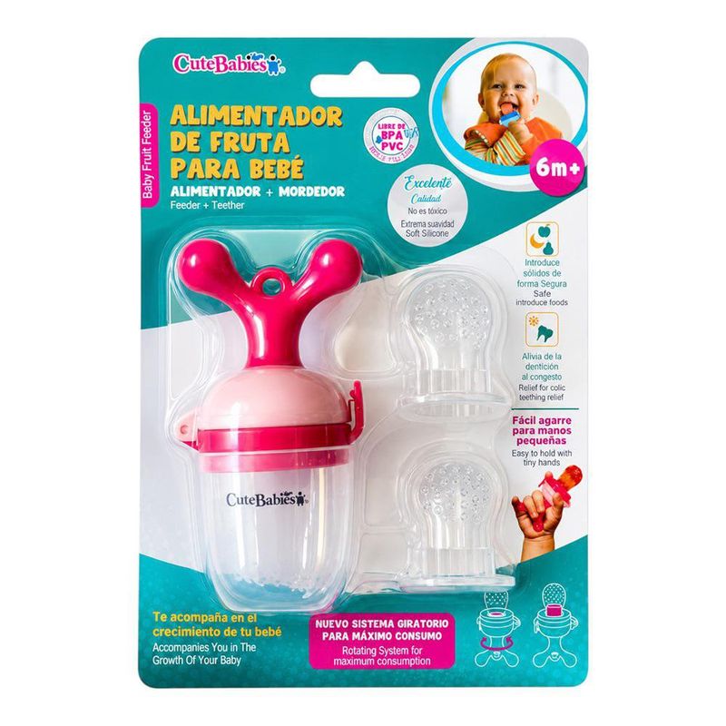 Alimentador de Fruta y Mordedor para Bebé 2 en 1 de Silicona sin BPA