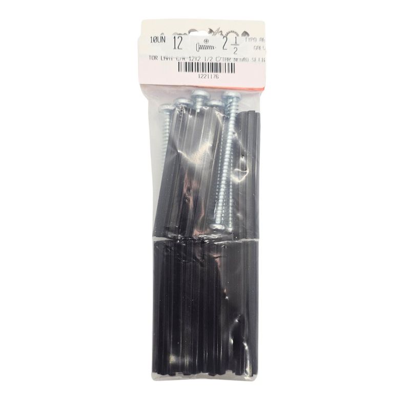 Kit de Tornillos para Lámina #12 x 2 1/2 Plg con Tarugos 10 Unidades