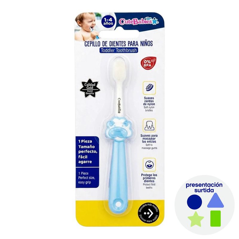 Cepillo de Dientes para Niños de 1 a 4 Años con Cerdas Suaves de Nylon sin BPA - Presentación Surtida