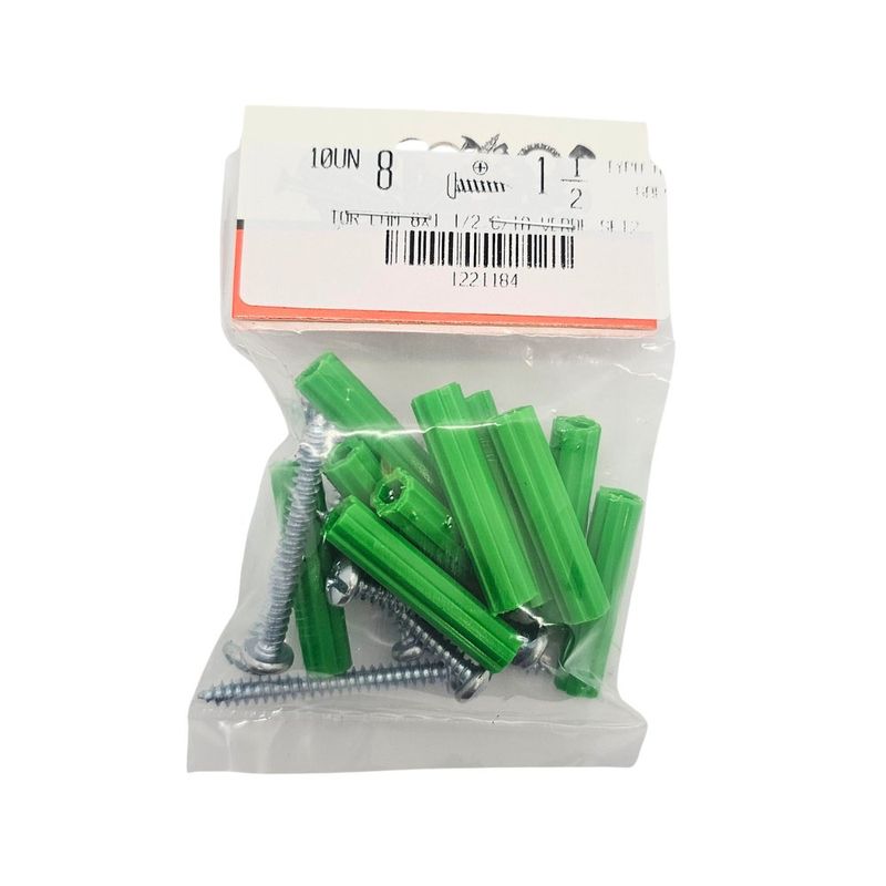 Kit de Tornillos para Lámina #8 x 1 1/2 Plg con Tarugos 10 Unidades