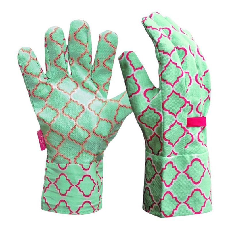 Guantes de Jardinería de Algodón Talla Mediana con Puntos Antideslizantes Color Verde Menta