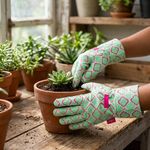 Guantes de Jardinería de Algodón Talla Mediana con Puntos Antideslizantes Color Verde Menta