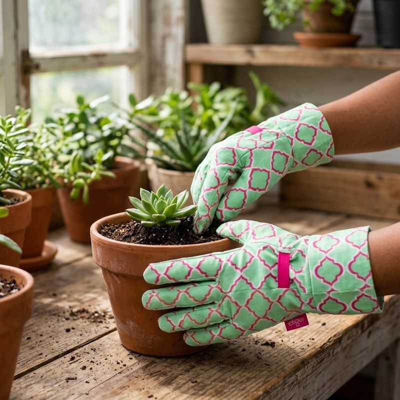 Guantes de Jardinería de Algodón Talla Mediana con Puntos Antideslizantes Color Verde Menta
