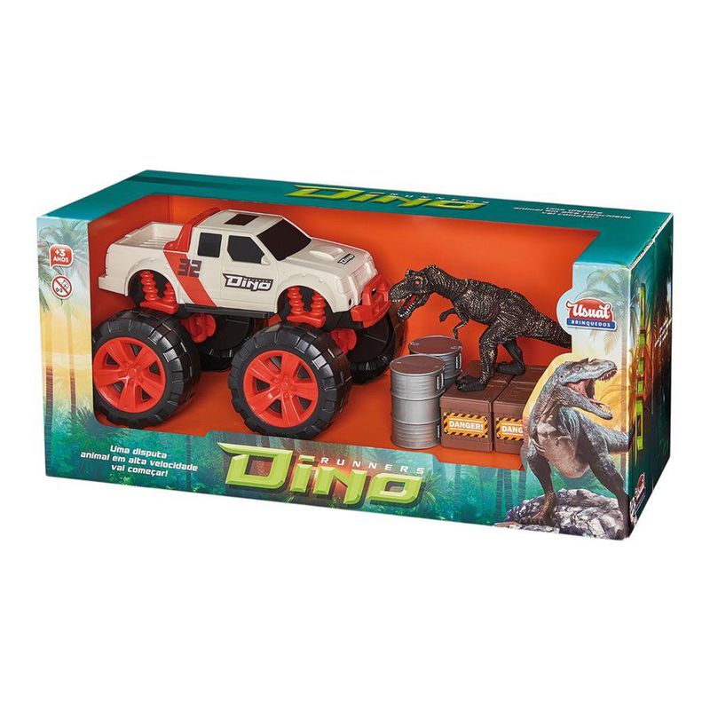 Set de Camioneta Monster Dino Runners con Dinosaurio y Accesorios, Ruedas Todoterreno Color Beige