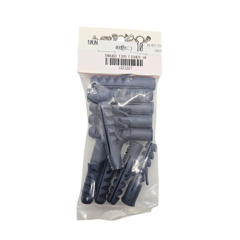 Tarugos Plásticos Tipo Fisher L-10 10 x 50 mm Grises 10 Unidades