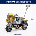 Motocicleta Infantil Tipo Triciclo con Asiento Amplio, Respaldo y Asa de Empuje,