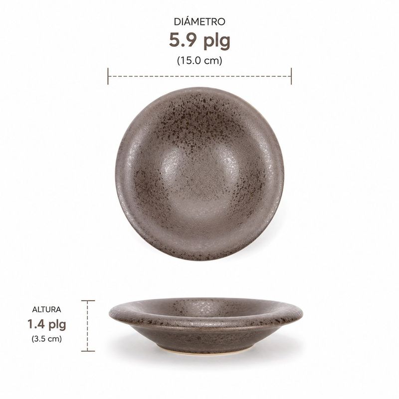 Plato Hondo de 5.9 plg Color Café Mate