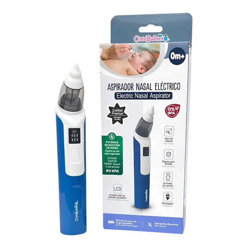 Aspirador Nasal Eléctrico para Bebé con Niveles de Potencia y Filtro Protector Recargable