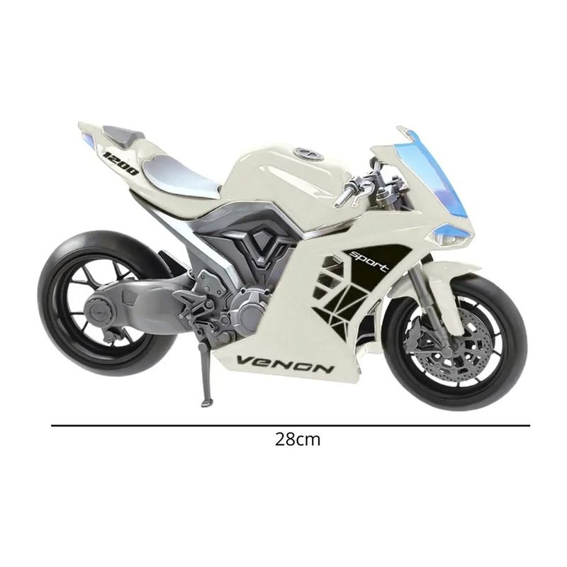 Moto de Juguete Sport Venon 1200 con Suspensión y Llantas de Hule 28 Cm Color Blanco