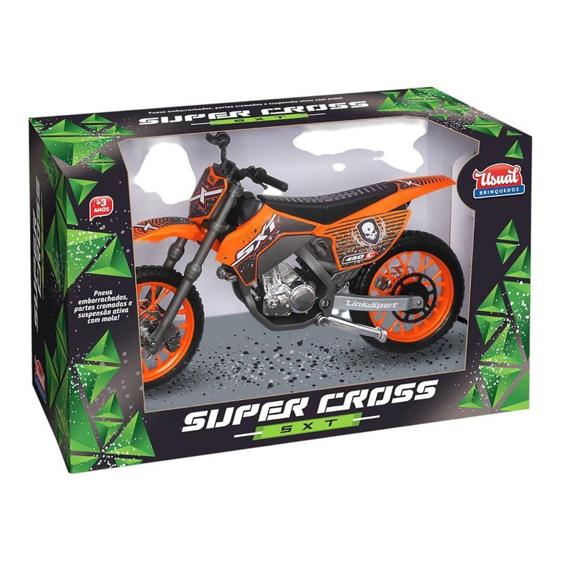 Motocicleta de Juguete Motocross con Suspensión, Llantas de Hule y Partes Cromadas - Presentación Surtida