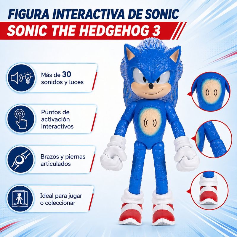 Figura de Acción Sonic The Hedgehog con Más de 30 Sonidos y Luces 30 Cm