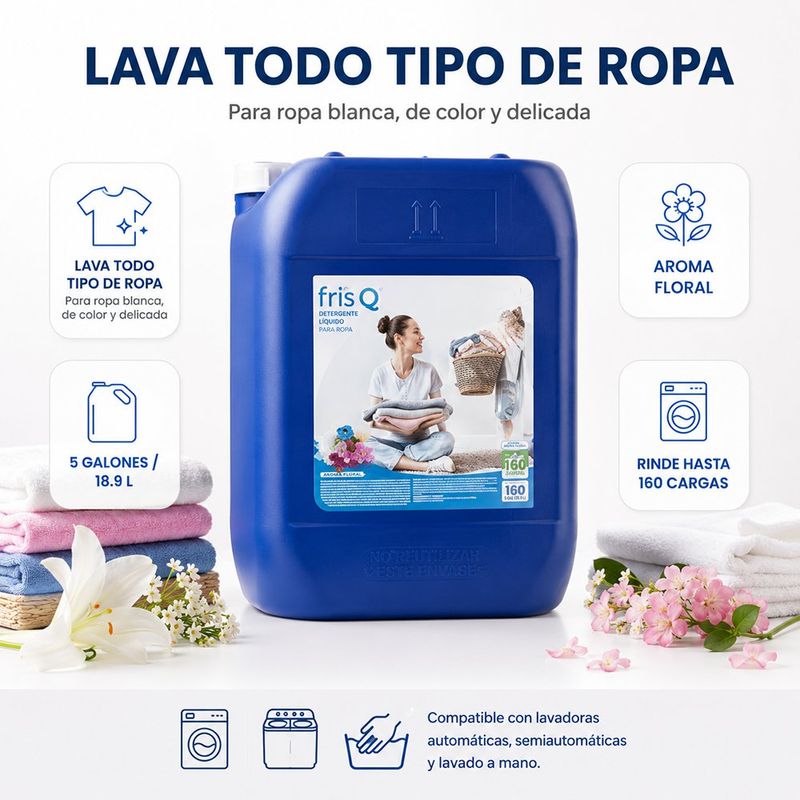 Detergente Líquido para Ropa Aroma Floral de 18.9 L