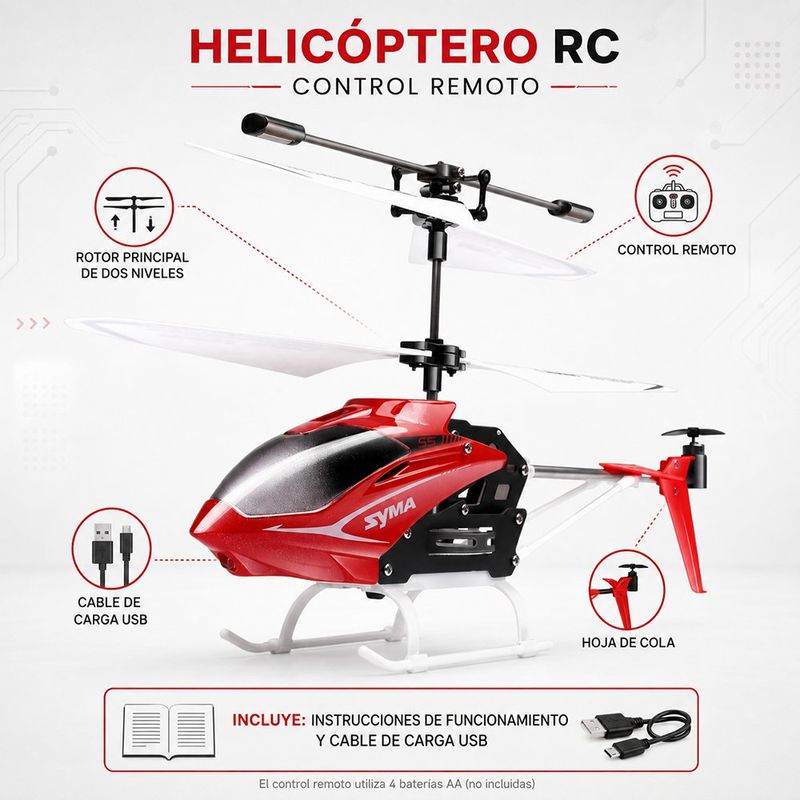 Helicóptero a Control Remoto S5 Color Rojo