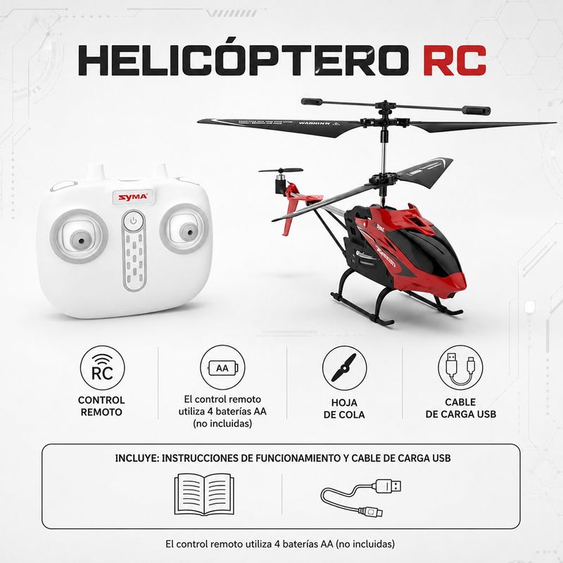 Helicóptero a Control Remoto S5H Color Rojo