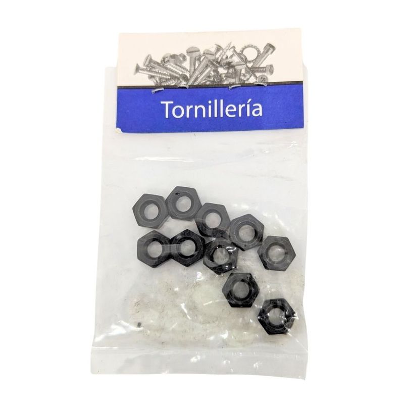 Tuerca Hexagonal de Acero Grado 5 Negro NC 1/4 Plg 20 Hilos Bolsa con 10 Piezas