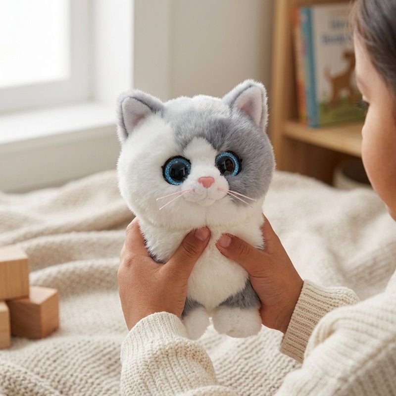 Peluche Ty de Gatito Furley Gris y Blanco 15 cm