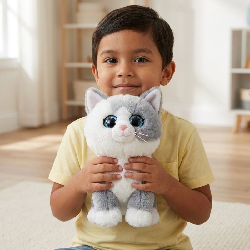Peluche Ty de Gatito Furley Gris y Blanco 15 cm