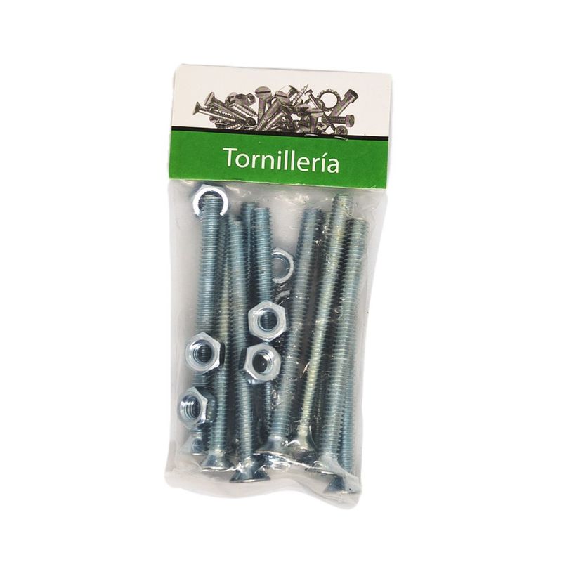 Tornillos Tipo Estufa Galvanizados 1/4 x 3 Plg con Tuerca 10 Unidades