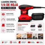 Lijadora Orbital de 1/4 de Hoja 360 W 14,000 OPM con Recolector de Polvo