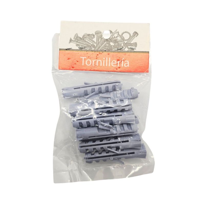 Tarugos Plásticos Tipo Fisher L-8 8 x 40 mm Grises 10 Unidades