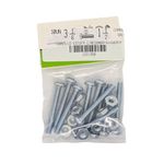Tornillos Tipo Estufa Galvanizados con Cabeza Redonda de 3/16 x 1 1/2 Plg y Tuerca en Bolsa de 10 Unidades