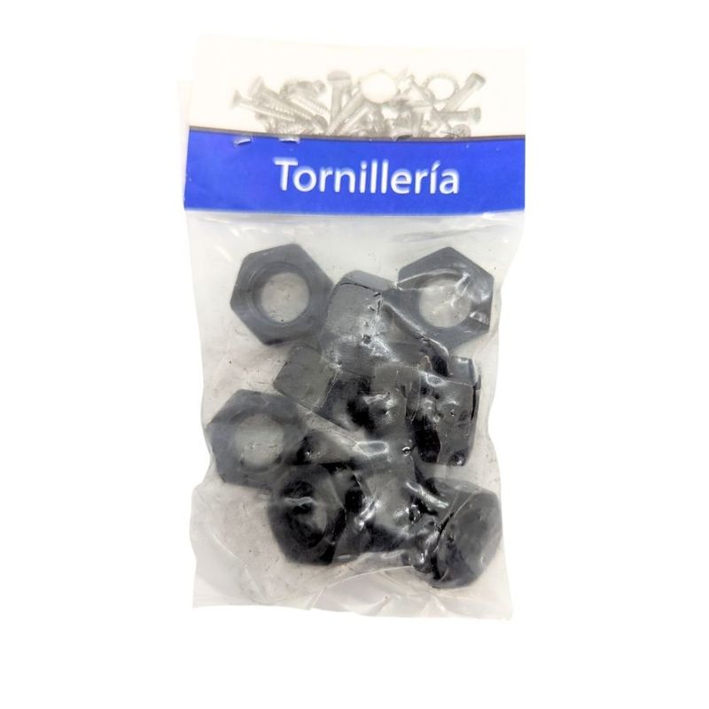 Tuerca Hexagonal de Acero Grado 5 Negro NC 7/16 Plg 14 Hilos Bolsa con 10 Piezas