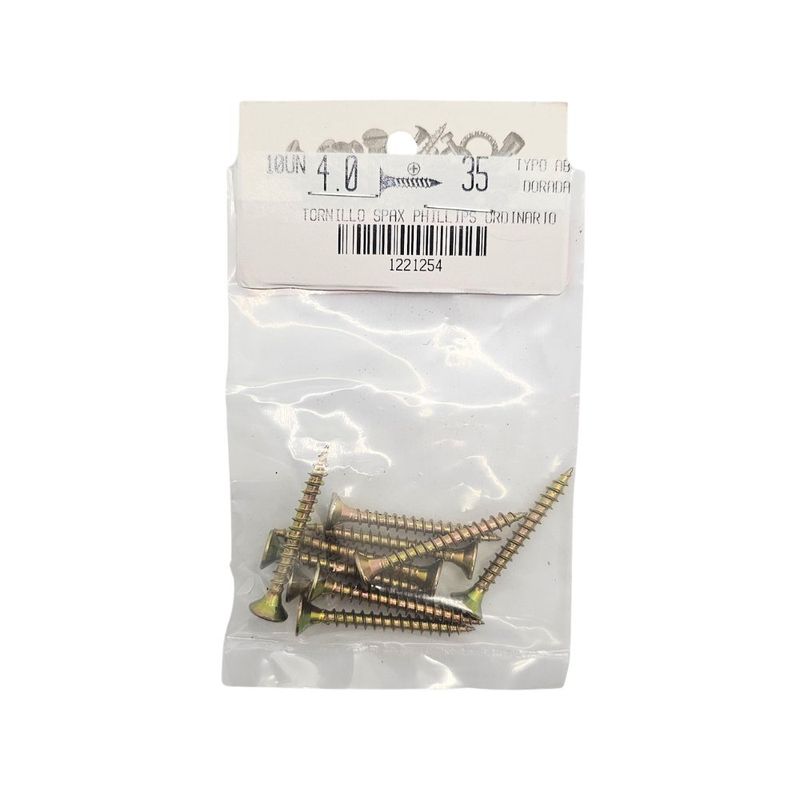 Tornillos para Madera Tipo SPAX 4 x 35 mm Dorados 10 Unidades