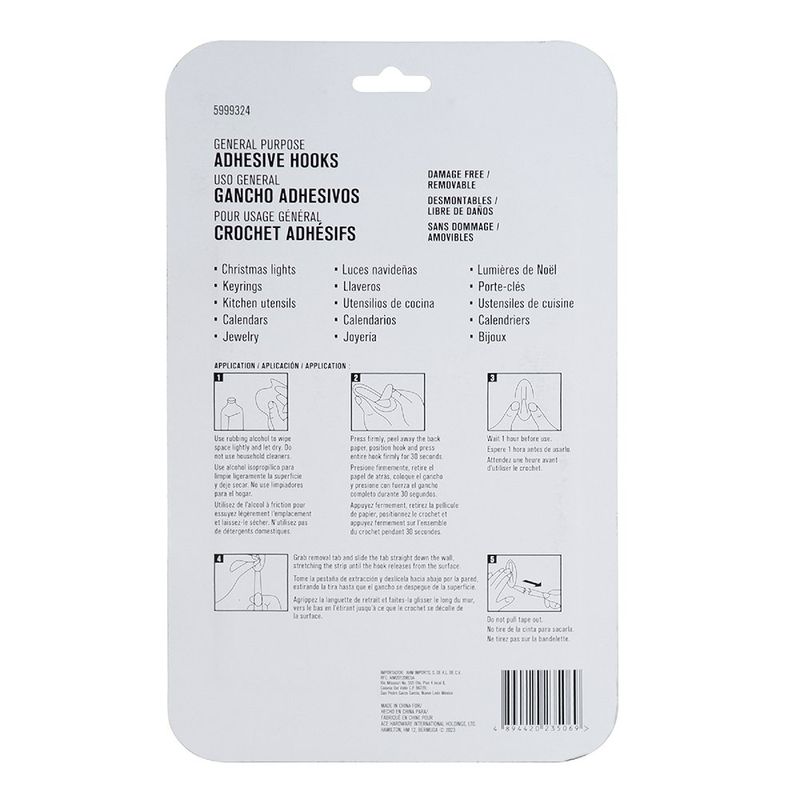 Ganchos Adhesivos 4.4 Lbs Transparentes 7 Pzas y 10 Tiras - Ace