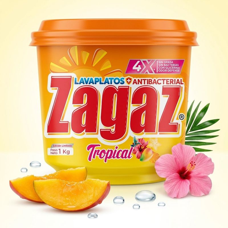 Lavaplatos en Crema Antibacterial Aroma Tropical 1 Kg