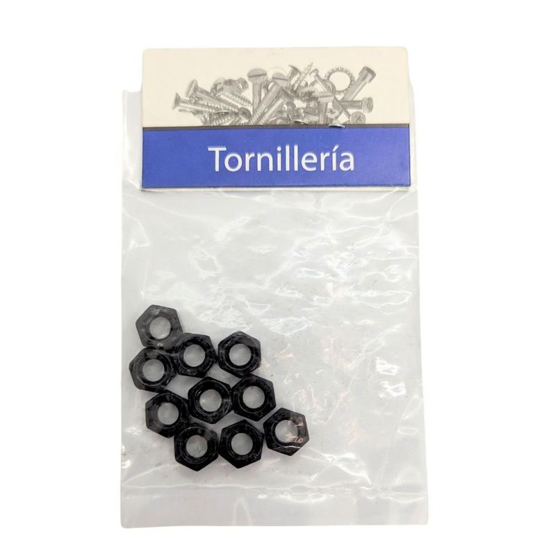 Tuerca Hexagonal Métrica de Acero Negro M6 x 1.00 Bolsa con 10 Piezas