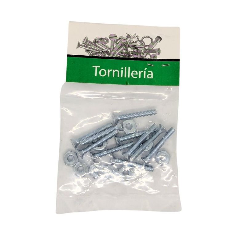 Tornillos Tipo Estufa Galvanizados 5/32 x 1 1/2 Plg con Tuerca 10 Unidades