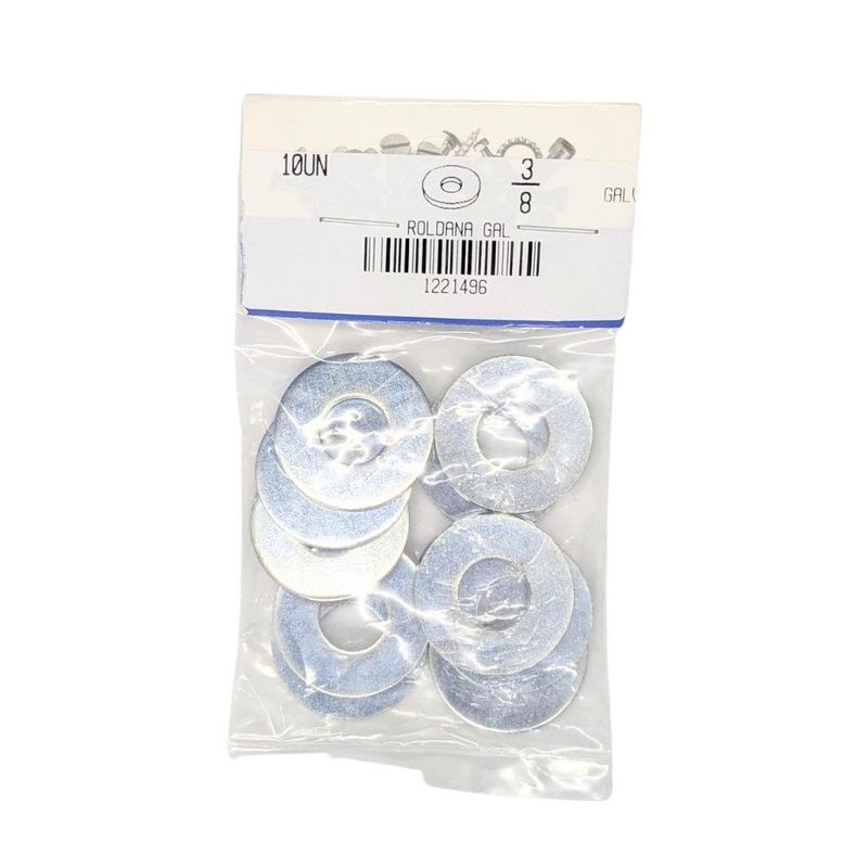Roldana Plana Galvanizada 3/8 Plg Bolsa con 10 Piezas