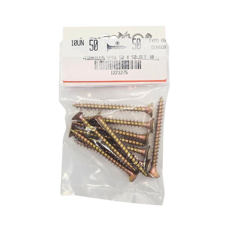 Tornillos para Madera Tipo SPAX 5 x 50 mm Dorados 10 Unidades