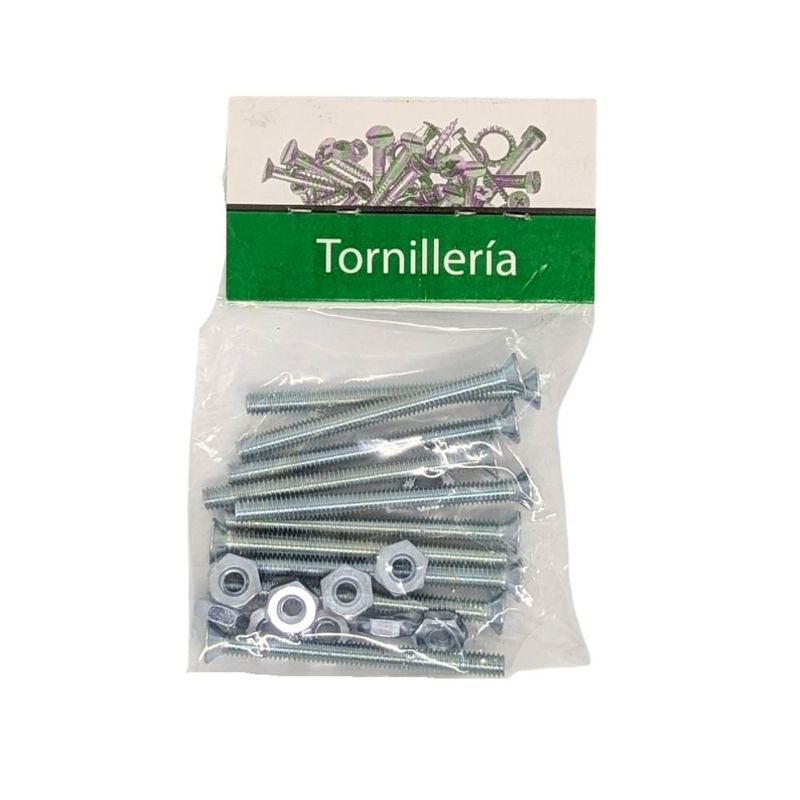 Tornillos Tipo Estufa Galvanizados 5/32 x 2 Plg con Tuerca 10 Unidades