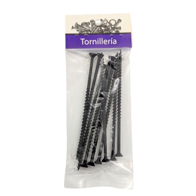 Tornillo para Tablaroca y Yeso 8 x 4 Plg Color Negro Bolsa con 10 Piezas