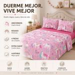 Set de Sábanas Unicornio y Mariposas 4 Piezas - Matrimonial