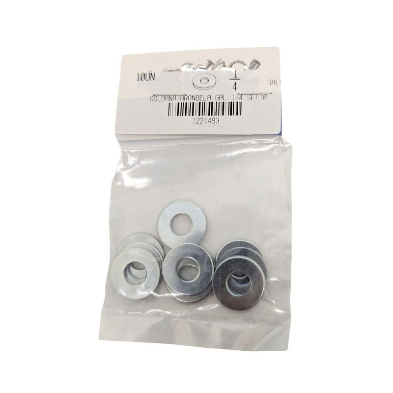 Roldana Plana Galvanizada 1/4 Plg Bolsa con 10 Piezas