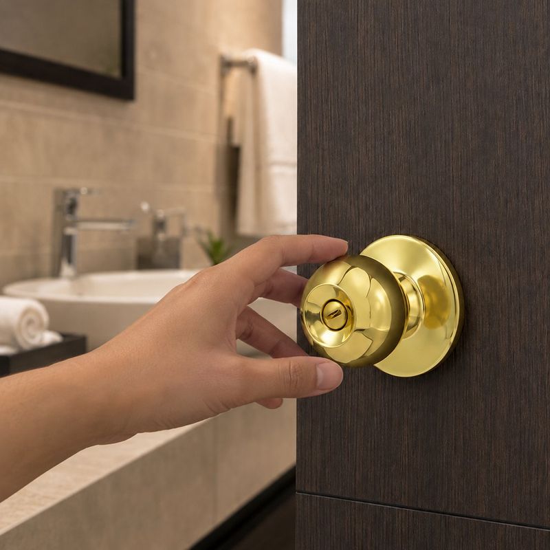 Cerradura Pomo Wale para Baño Color Dorado
