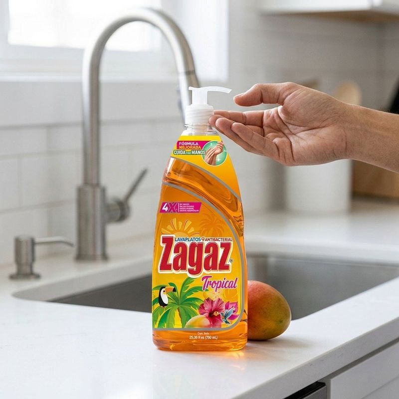 Lavaplatos en Líquido Antibacterial Aroma Tropical 750 Ml