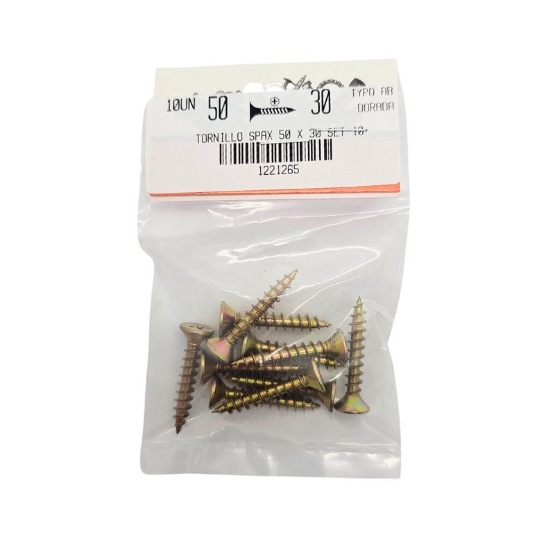 Tornillos para Madera Tipo SPAX 5 x 30 mm Dorados 10 Unidades