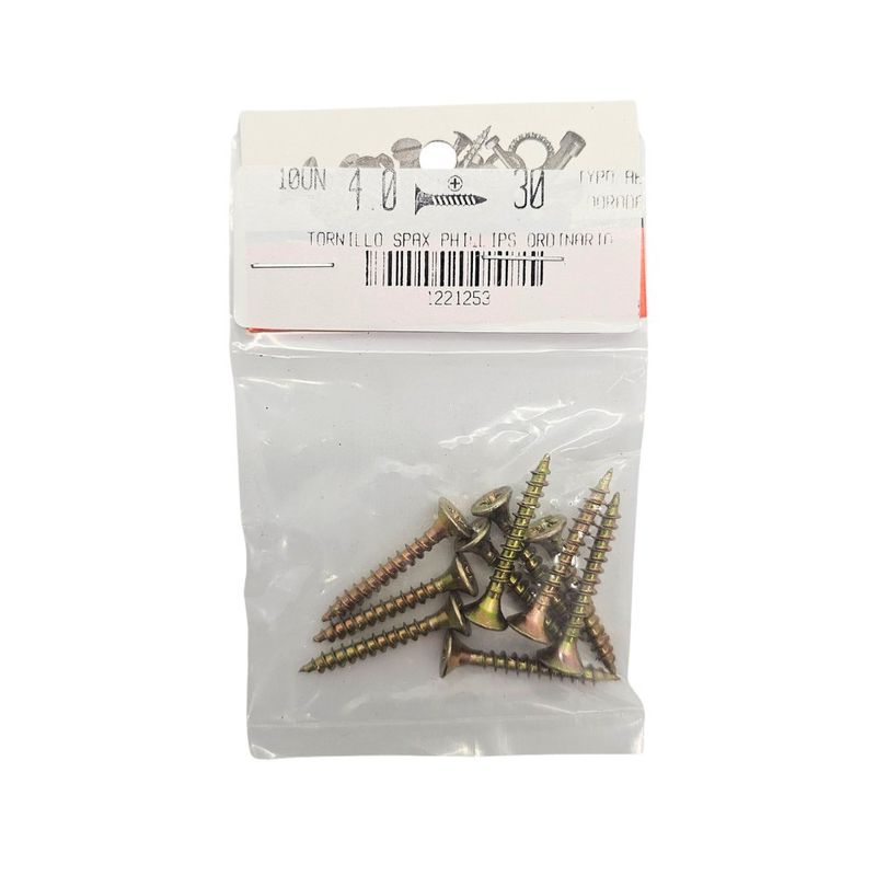 Tornillos para Madera Tipo SPAX 4 x 30 mm Dorados 10 Unidades