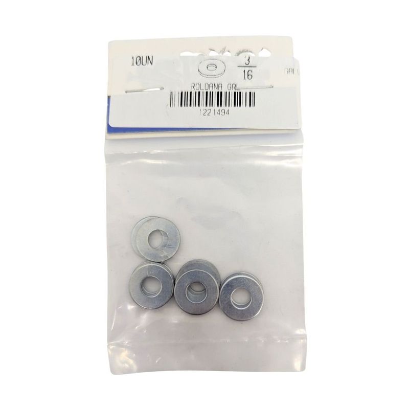 Roldana Plana Galvanizada 3/16 Plg Bolsa con 10 Piezas