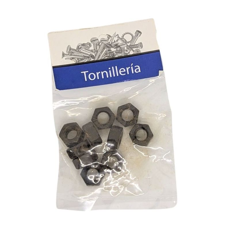 Tuerca Hexagonal de Acero Grado 5 Negro NC 5/16 Plg 18 Hilos Bolsa con 10 Piezas