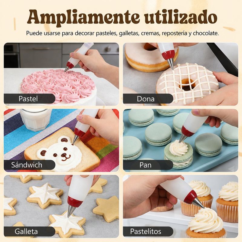 Pincel Decorador para Repostería de Silicona con 2 Puntas Intercambiables
