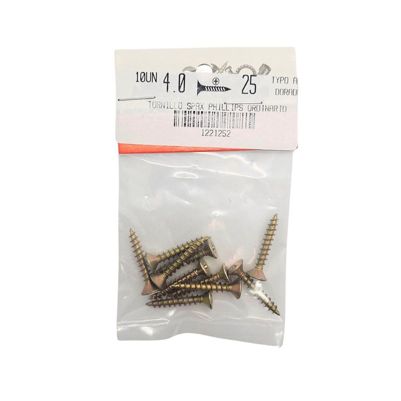 Tornillos para Madera Tipo SPAX 4 x 25 mm Dorados 10 Unidades