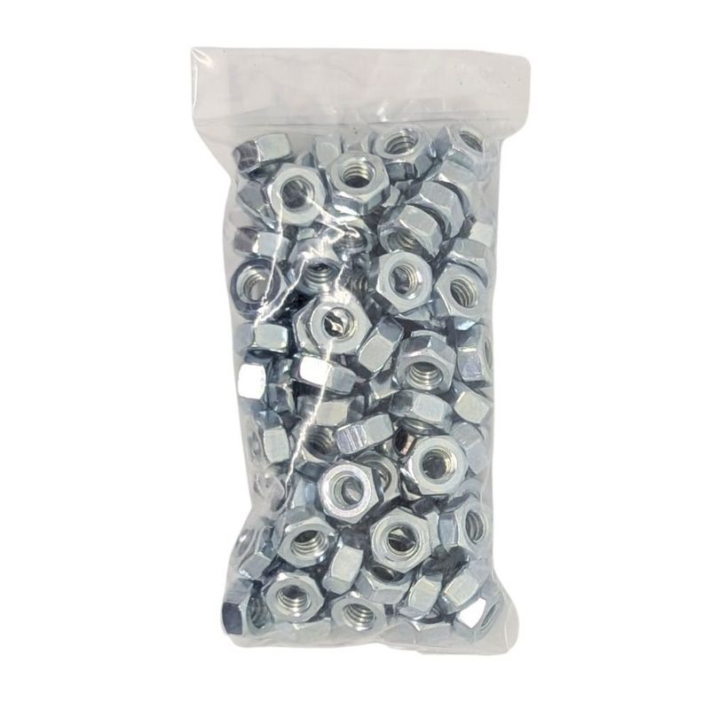 Tuerca Hexagonal de Acero Grado 2 Galvanizado NC 1/4 Plg 20 Hilos Bolsa con 100 Piezas