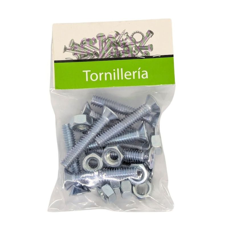 Tornillos Tipo Estufa Galvanizados 1/4 x 1 1/2 Plg con Tuerca 10 Unidades